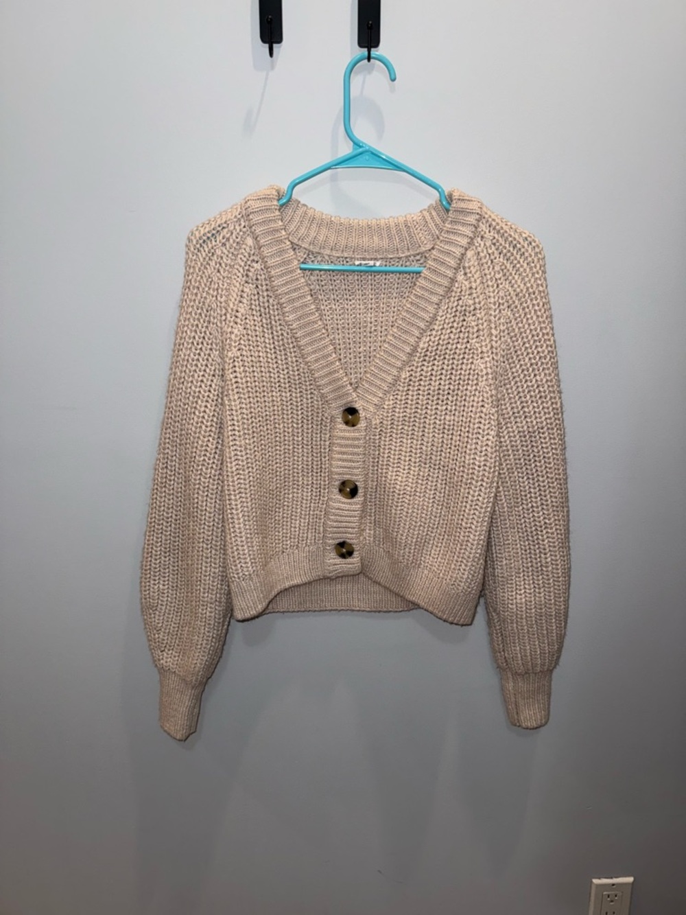 Garage Cream V‑Neck Button Cardigan Sweater